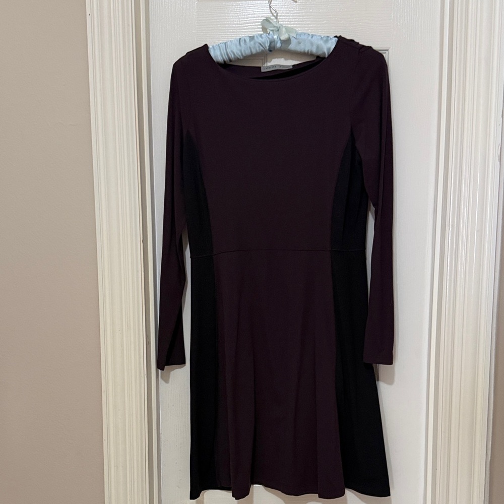 Athleta Long Sleeve Dress in Deep Purple and Black